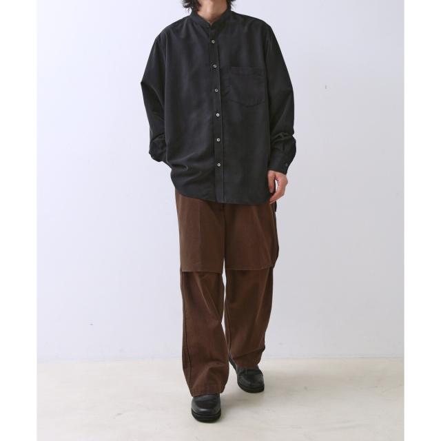 アダムエロペ（ADAM ET ROPE’）/《定番》レーヨンスエード バンドカラーシャツ / ユニセックス