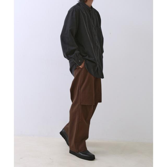 アダムエロペ（ADAM ET ROPE’）/《定番》レーヨンスエード バンドカラーシャツ / ユニセックス