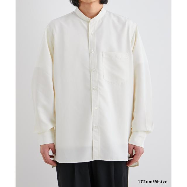 アダムエロペ（ADAM ET ROPE’）/《定番》レーヨンスエード バンドカラーシャツ / ユニセックス