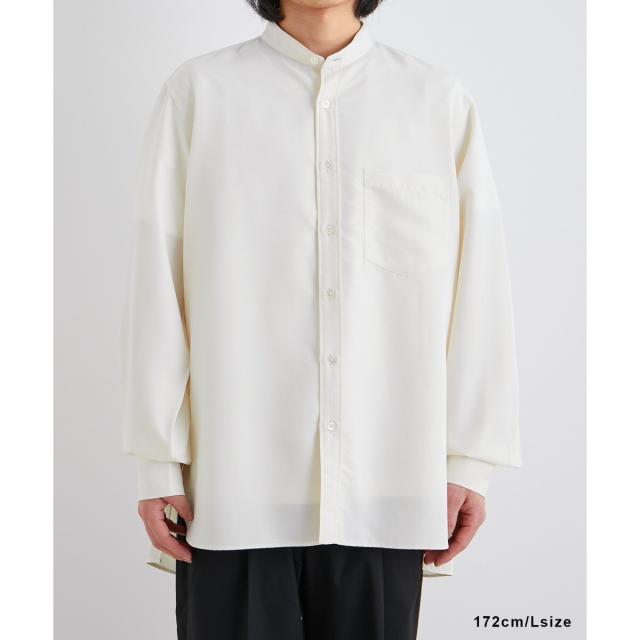 アダムエロペ（ADAM ET ROPE’）/《定番》レーヨンスエード バンドカラーシャツ / ユニセックス