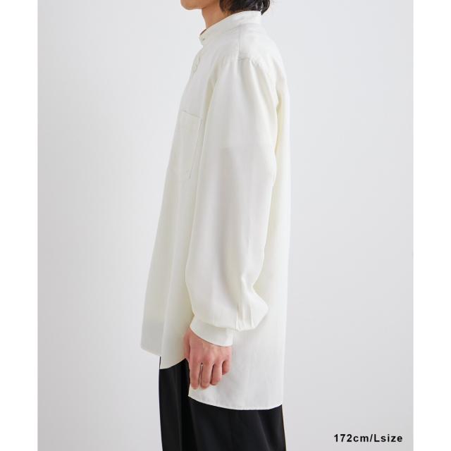 アダムエロペ（ADAM ET ROPE’）/《定番》レーヨンスエード バンドカラーシャツ / ユニセックス