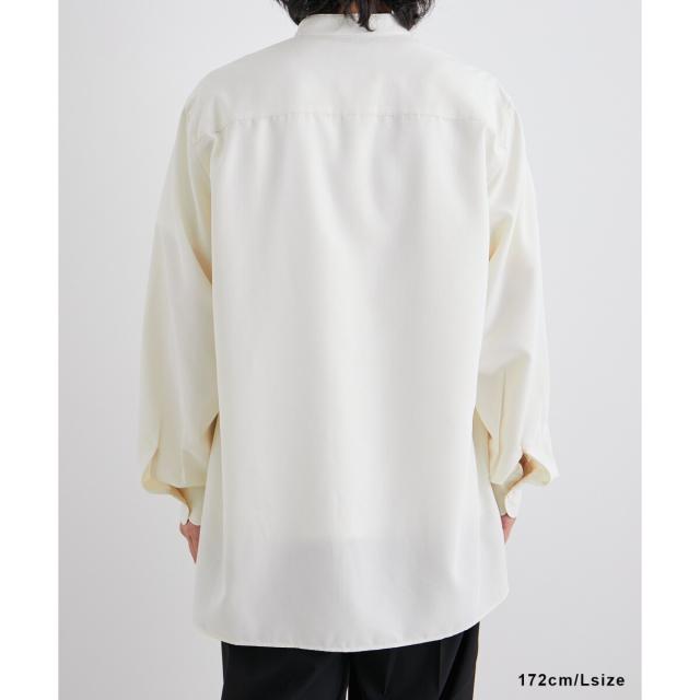 アダムエロペ（ADAM ET ROPE’）/《定番》レーヨンスエード バンドカラーシャツ / ユニセックス