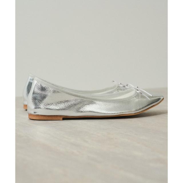 【新品】　アダムエロペ　フラット　サステナブル　メタリックバレエ　シルバー アダムエロペ（ADAM ET ROPE'）/【サステナブル】メタリックバレエ