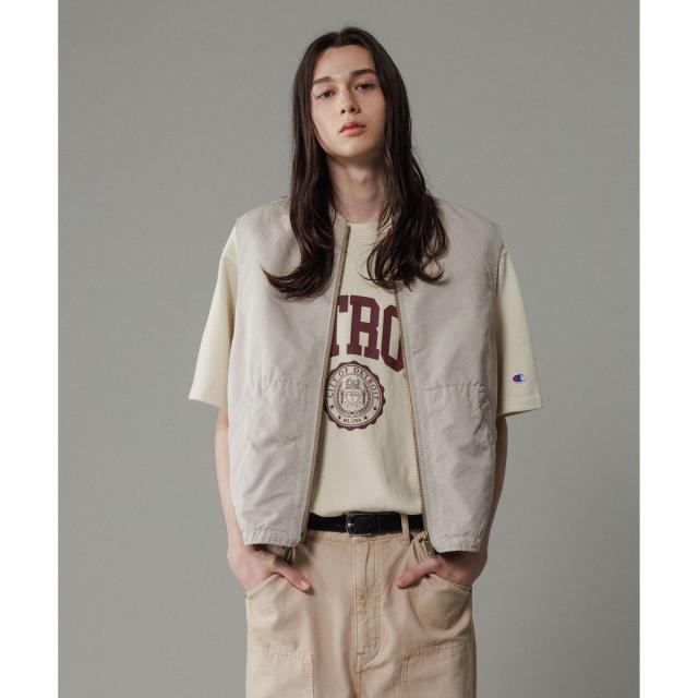 アダムエロペ（ADAM ET ROPE’）/【小松マテーレ】ジップ ベスト / コンパクトサテン