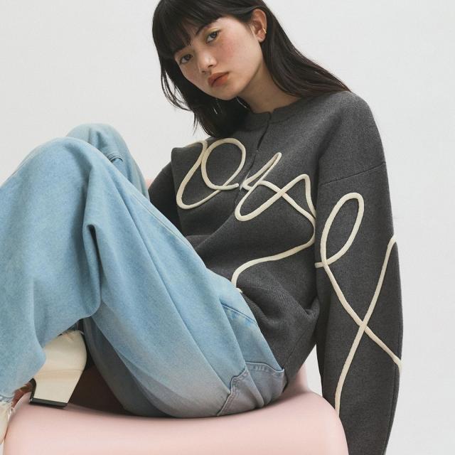 【NEW】アダムエロペ（ADAM ET ROPE’）/【サステナブル】ラインアートカーディガン