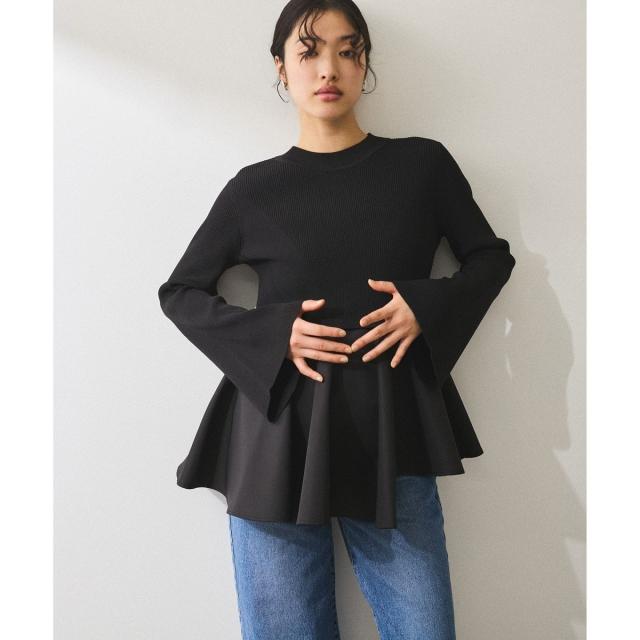アダムエロペ（ADAM ET ROPE’）/【再入荷】・【サステナブル】ペプラムコンビニットプルオーバー_1