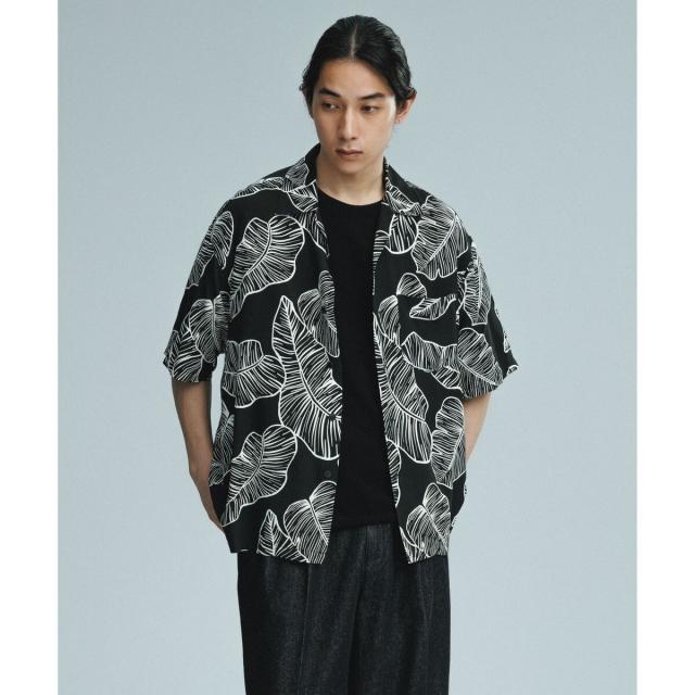 アダムエロペ（ADAM ET ROPE’）/《BLACK&WHITE》ボックスシルエット アロハ シャツ