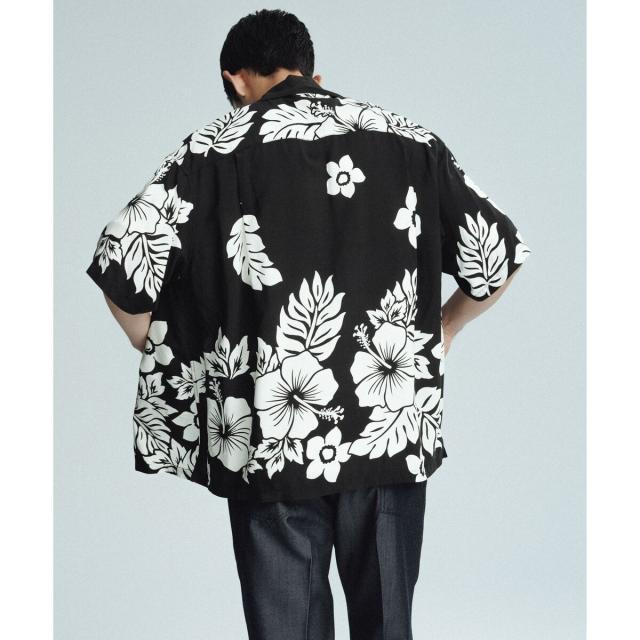 アダムエロペ（ADAM ET ROPE’）/《BLACK&WHITE》ボックスシルエット アロハ シャツ