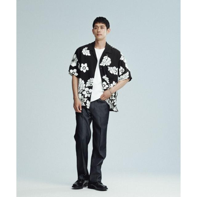 アダムエロペ（ADAM ET ROPE’）/《BLACK&WHITE》ボックスシルエット アロハ シャツ