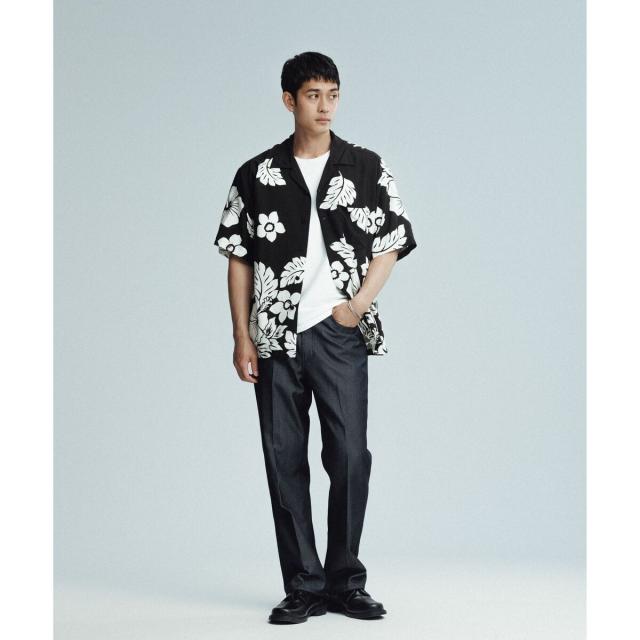 アダムエロペ（ADAM ET ROPE’）/《BLACK&WHITE》ボックスシルエット アロハ シャツ