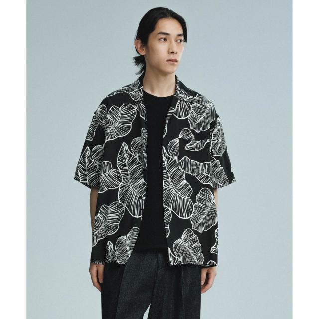 アダムエロペ（ADAM ET ROPE’）/《BLACK&WHITE》ボックスシルエット アロハ シャツ