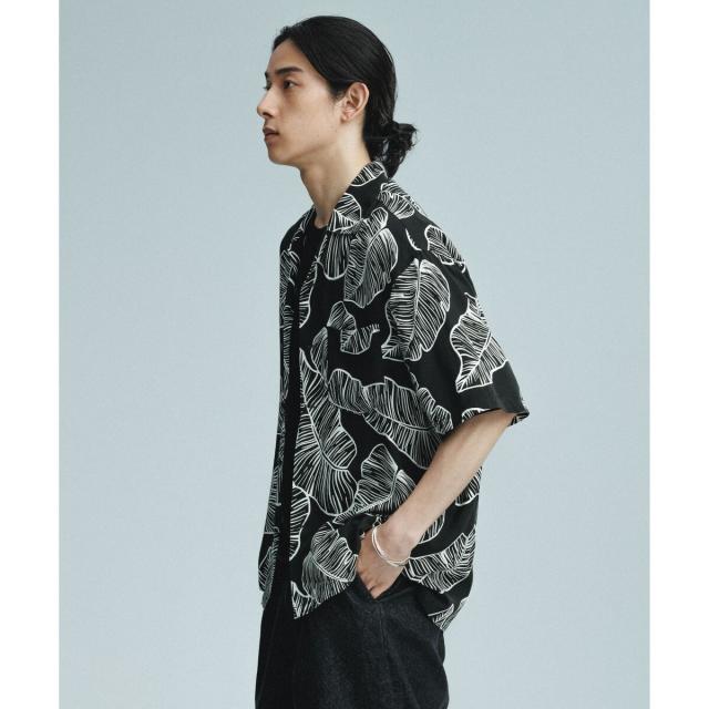 アダムエロペ（ADAM ET ROPE’）/《BLACK&WHITE》ボックスシルエット アロハ シャツ