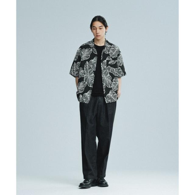 アダムエロペ（ADAM ET ROPE’）/《BLACK&WHITE》ボックスシルエット アロハ シャツ