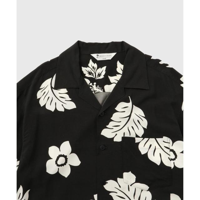 アダムエロペ（ADAM ET ROPE’）/《BLACK&WHITE》ボックスシルエット アロハ シャツ