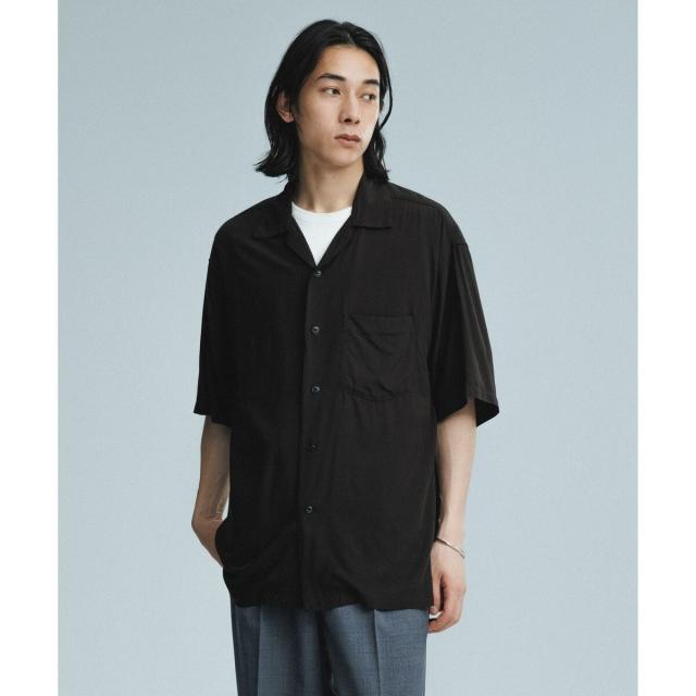 アダムエロペ（ADAM ET ROPE’）/《BLACK/WHITE》プレーンカラー アロハシャツ