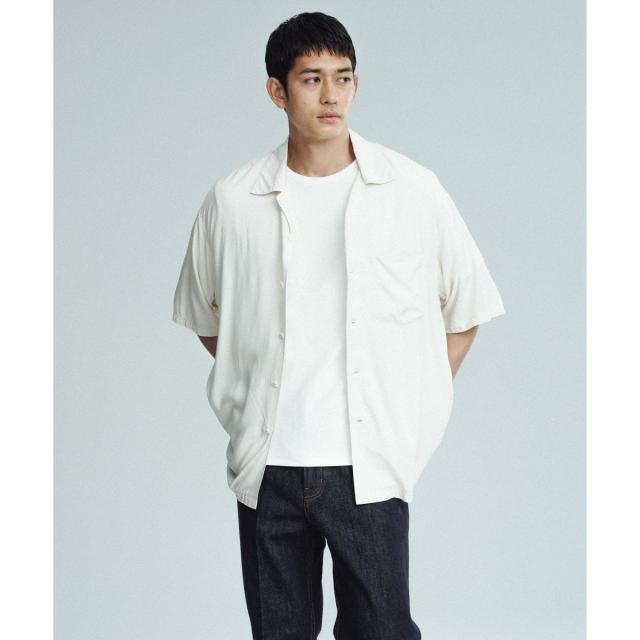 アダムエロペ（ADAM ET ROPE’）/《BLACK/WHITE》プレーンカラー アロハシャツ