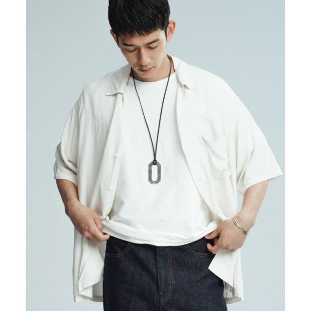 アダムエロペ（ADAM ET ROPE’）/《BLACK/WHITE》プレーンカラー アロハシャツ