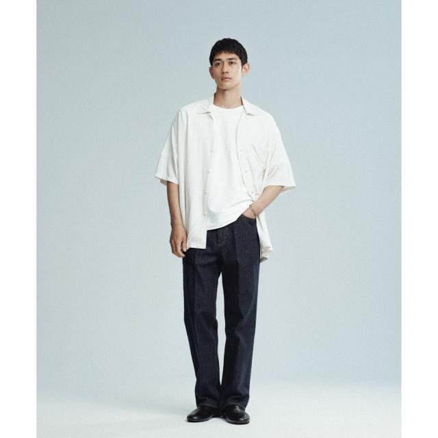 アダムエロペ（ADAM ET ROPE’）/《BLACK/WHITE》プレーンカラー アロハシャツ