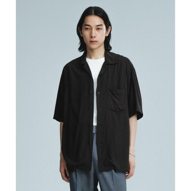 アダムエロペ（ADAM ET ROPE’）/《BLACK/WHITE》プレーンカラー アロハシャツ