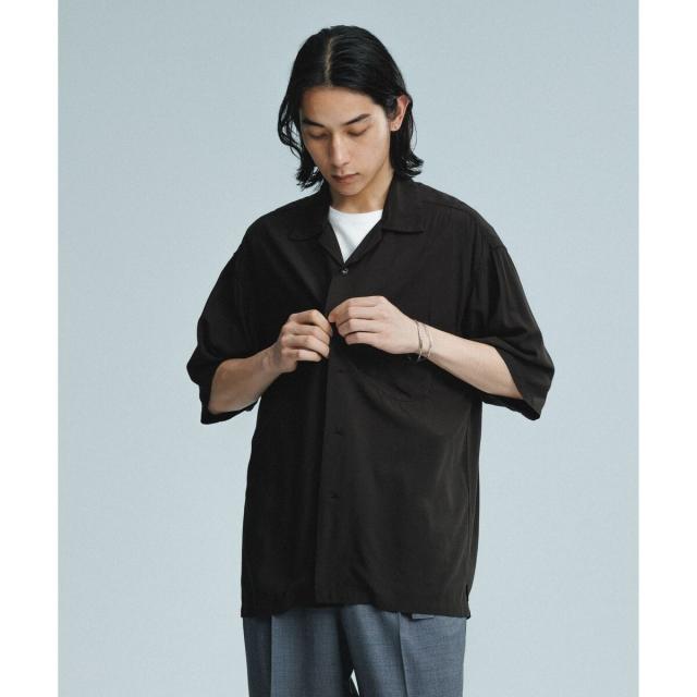 アダムエロペ（ADAM ET ROPE'）/《BLACK/WHITE》プレーンカラー アロハ