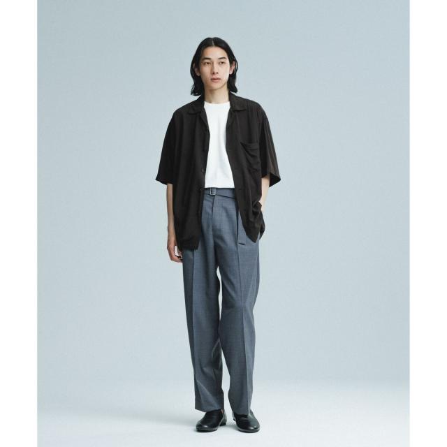 アダムエロペ（ADAM ET ROPE’）/《BLACK/WHITE》プレーンカラー アロハシャツ