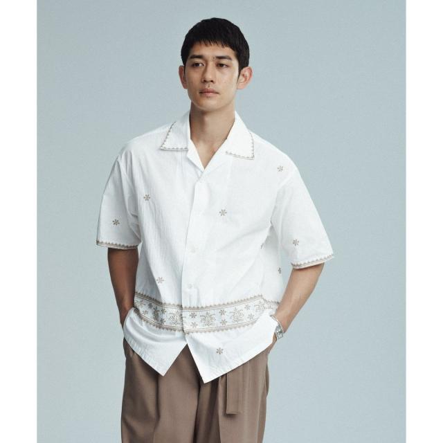 アダムエロペ（ADAM ET ROPE’）/クロスステッチ ボックスシルエット オープンカラーシャツ