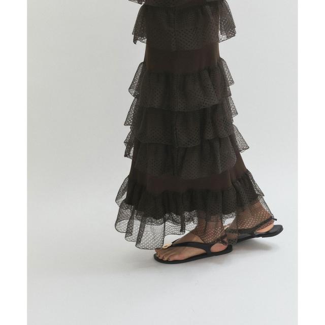 ADAM ET ROPE' 【洗える】フリルニットスカート ブラック アダムエロペ