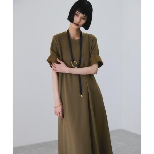 アダムエロペ（ADAM ET ROPE’）/【サステナブル】ベルトコンビアシメワンピース