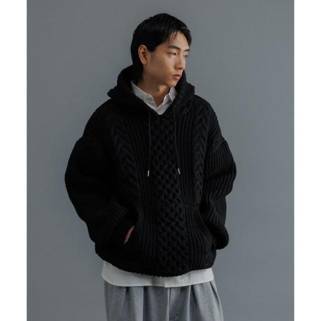 アダムエロペ（ADAM ET ROPE’）/【WEB限定】ボリュームケーブル ニット パーカー / ロングシーズン着用可能 / 超軽量 / ユニ_6