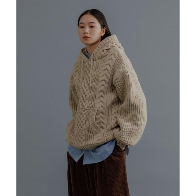 アダムエロペ（ADAM ET ROPE’）/【WEB限定】ボリュームケーブル ニット パーカー / ロングシーズン着用可能 / 超軽量 / ユニ_8