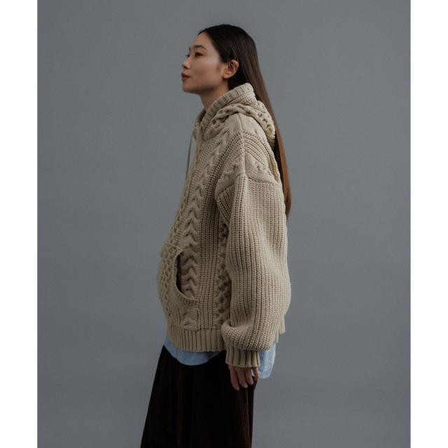 アダムエロペ（ADAM ET ROPE’）/【WEB限定】ボリュームケーブル ニット パーカー / ロングシーズン着用可能 / 超軽量 / ユニ_9