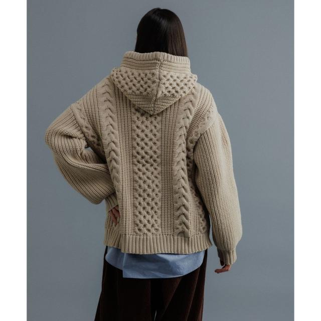 アダムエロペ（ADAM ET ROPE’）/【WEB限定】ボリュームケーブル ニット パーカー / ロングシーズン着用可能 / 超軽量 / ユニ_12