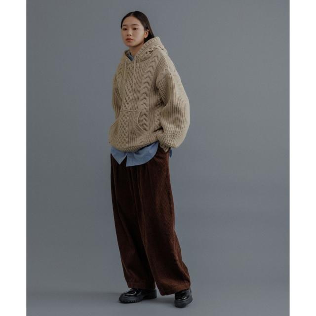 アダムエロペ（ADAM ET ROPE’）/【WEB限定】ボリュームケーブル ニット パーカー / ロングシーズン着用可能 / 超軽量 / ユニ_13