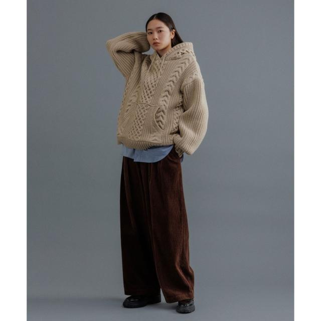 アダムエロペ（ADAM ET ROPE’）/【WEB限定】ボリュームケーブル ニット パーカー / ロングシーズン着用可能 / 超軽量 / ユニ_14