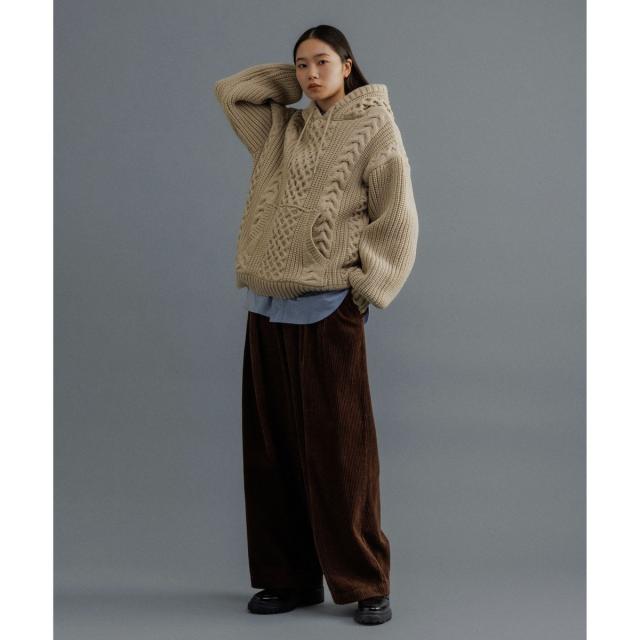 アダムエロペ（ADAM ET ROPE’）/【WEB限定】ボリュームケーブル ニット パーカー / ロングシーズン着用可能 / 超軽量 / ユニ_15