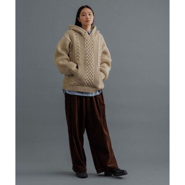 アダムエロペ（ADAM ET ROPE’）/【WEB限定】ボリュームケーブル ニット パーカー / ロングシーズン着用可能 / 超軽量 / ユニ_16