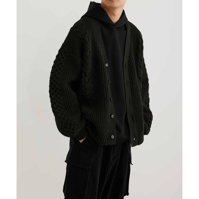 アダムエロペ（ADAM ET ROPE’）/【WEB限定】ボリューム ケーブル オーバーサイズ カーディガン / 超軽量 / ユニセックス