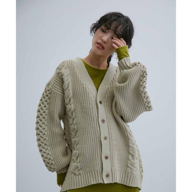 アダムエロペ（ADAM ET ROPE’）/【WEB限定】ボリューム ケーブル オーバーサイズ カーディガン / 超軽量 / ユニセックス
