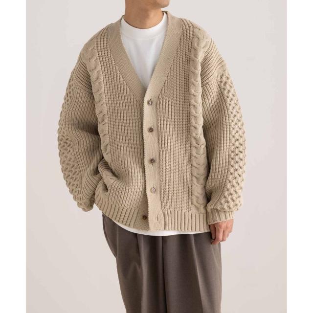 アダムエロペ（ADAM ET ROPE’）/【WEB限定】ボリューム ケーブル オーバーサイズ カーディガン / 超軽量 / ユニセックス