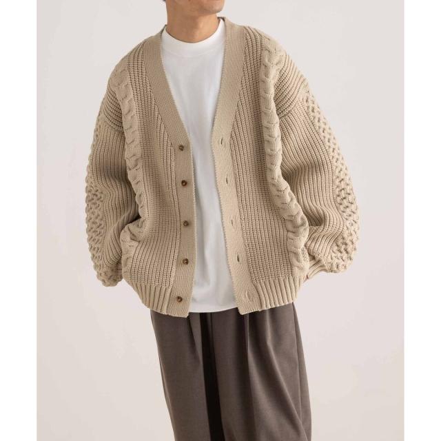 アダムエロペ（ADAM ET ROPE’）/【WEB限定】ボリューム ケーブル オーバーサイズ カーディガン / 超軽量 / ユニセックス