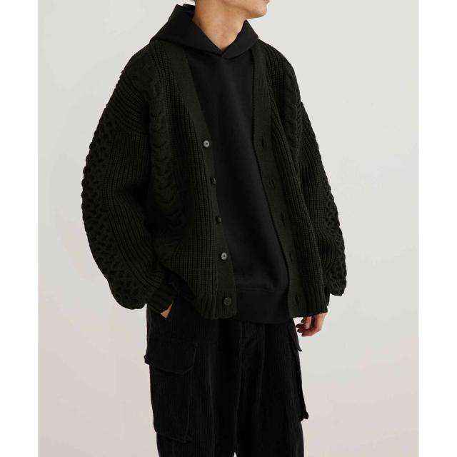アダムエロペ（ADAM ET ROPE’）/【WEB限定】ボリューム ケーブル オーバーサイズ カーディガン / 超軽量 / ユニセックス