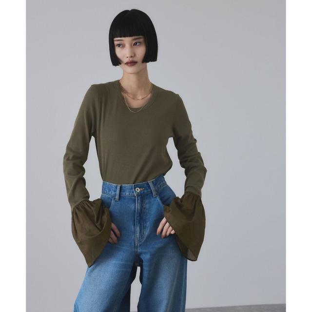 アダムエロペ（ADAM ET ROPE’）/カフスフレアーリブプルオーバー