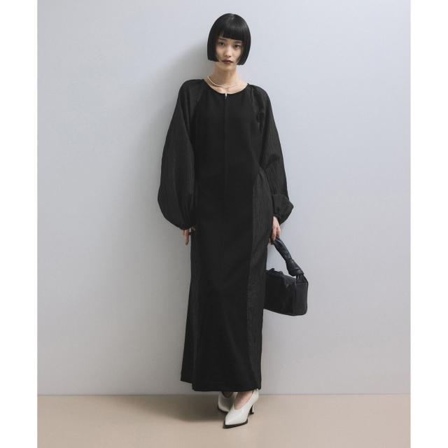 アダムエロペ（ADAM ET ROPE’）/【WEB限定】フロントZIPコンビギャザーワンピース