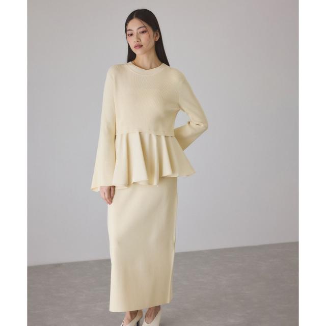 アダムエロペ（ADAM ET ROPE’）/【サステナブル】ペプラムコンビニットワンピース/オケージョン対応