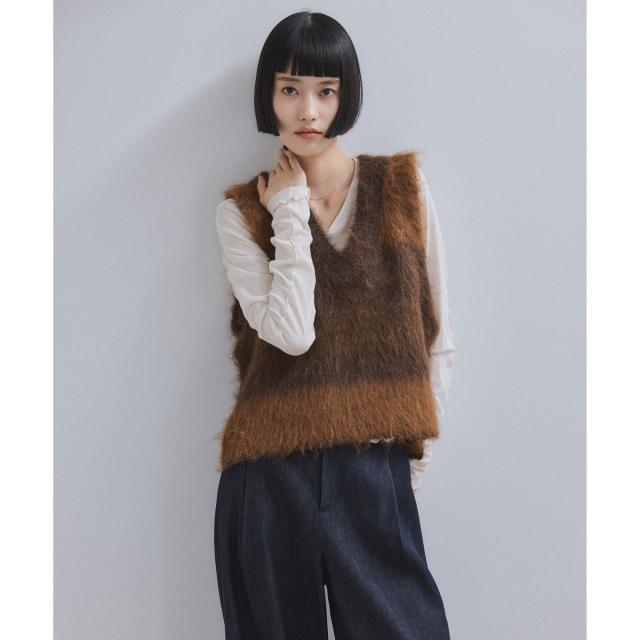 アダムエロペ（ADAM ET ROPE’）/【WEB限定】ブラッシュドボーダーベスト