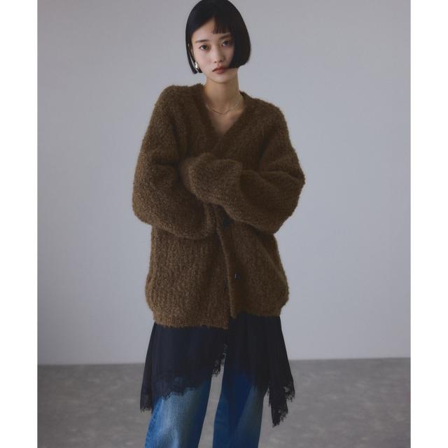 アダムエロペ（ADAM ET ROPE’）/モヘヤウールニットカーディガンブルゾン