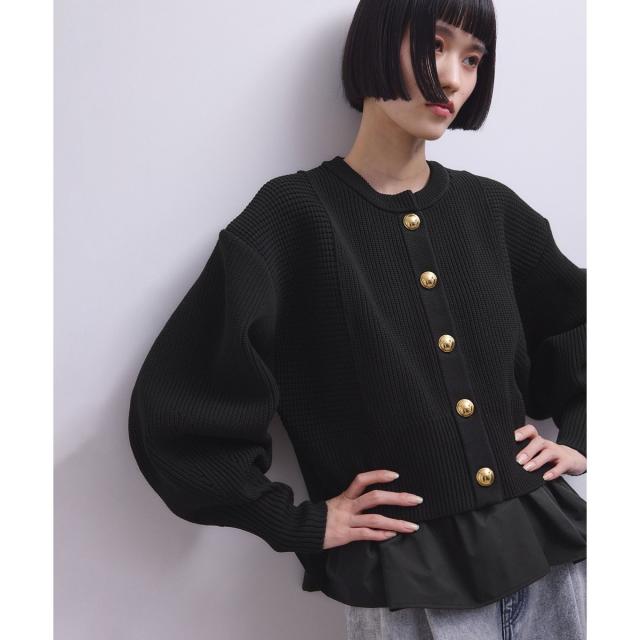 アダムエロペ（ADAM ET ROPE’）/【WEB限定】ペプラムコンビニットカーディガン
