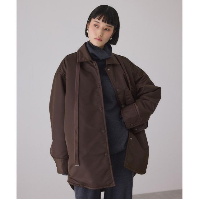 アダムエロペ（ADAM ET ROPE’）/【サステナブル】ボンバーツイルパデットシャツブルゾン/撥水