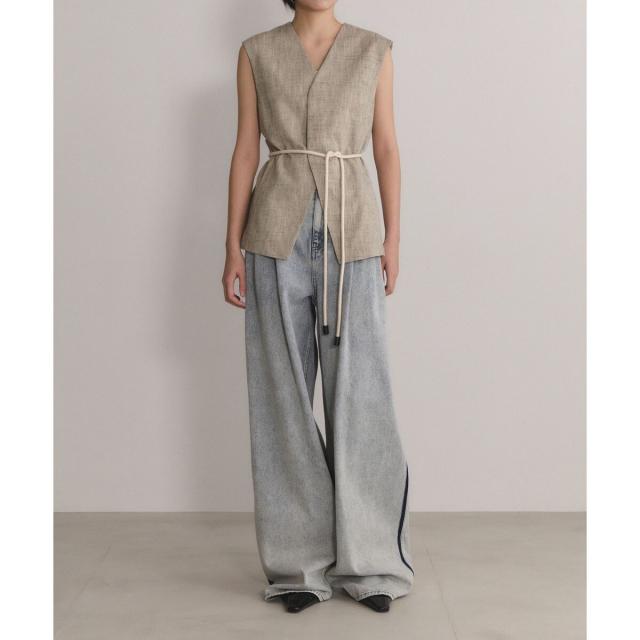 アダムエロペ シャツジレ ADAM ET ROPE アダムエロペ（ADAM ET ROPE'）/【EMOELLE】シルクネップジレトップス