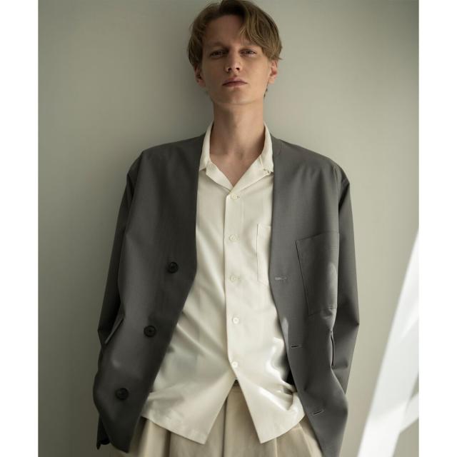 アダムエロペ（ADAM ET ROPE’）/ドライウーステッドノーカラーカーディガン / ロングシーズン着用可能 6,092円